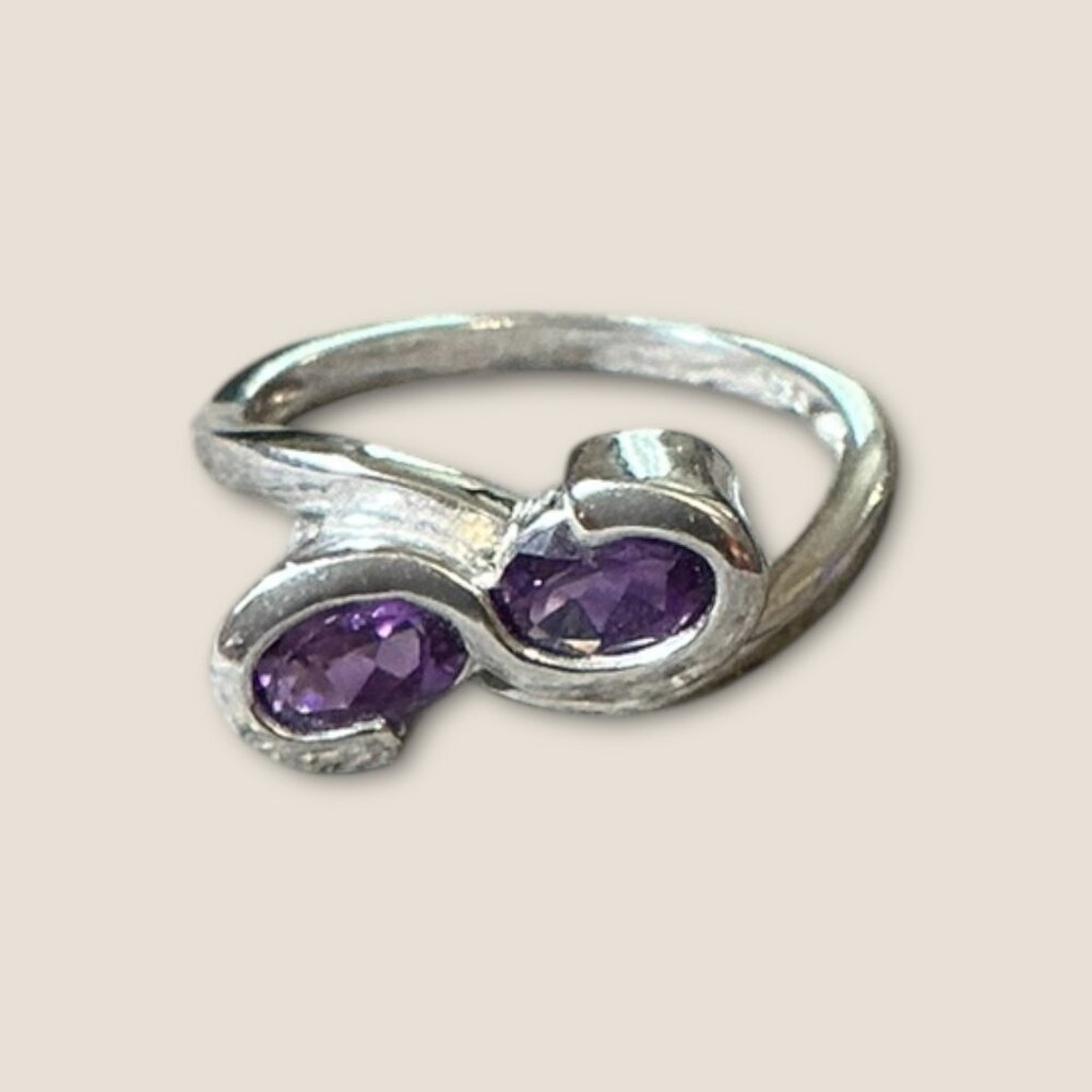 Sterling Silver Infinity Stack Rings With Stones Size 4.75 - Picture 3 of 5